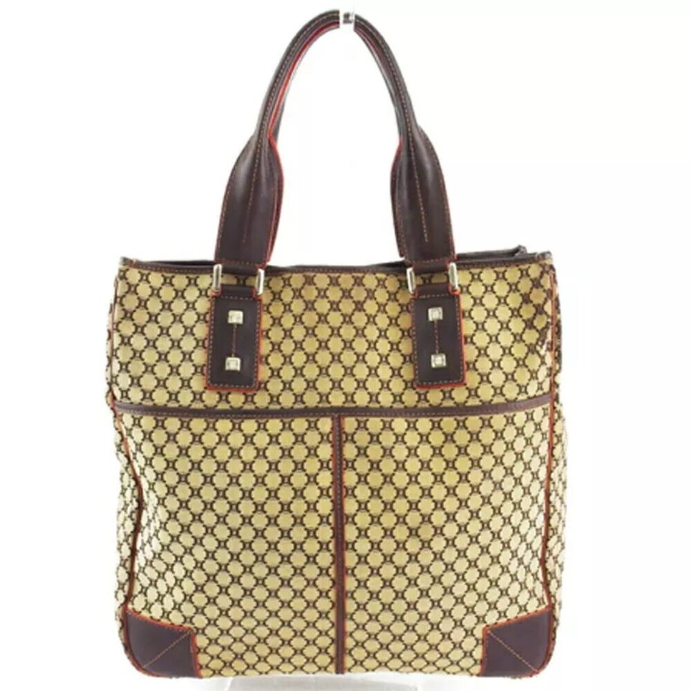 CELINE tote bag macadam beige orange canvas ?~ leather Authentic - Picture 2 of 9
